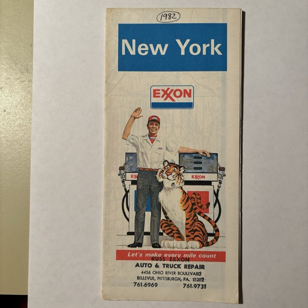 Vintage Exxon Oil Gas New York State US Travel Tour Road Map 1978 Local Stamp